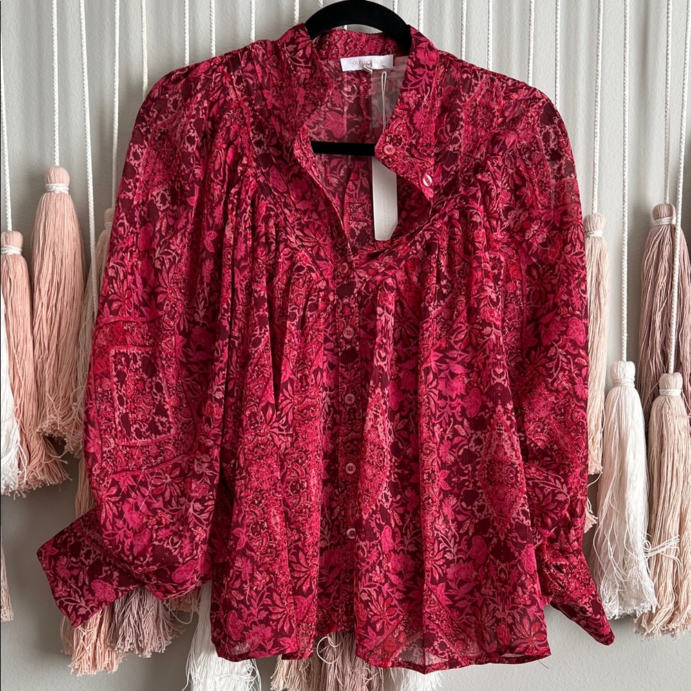 Olivaceous Floral Red Women's Top NWT size S